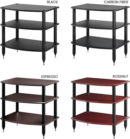 Pangea Audio Vulcan Three Shelf Audio Stereo Rack, Media Stand, and Components Cabinet 3 Shelf Rosenut Red