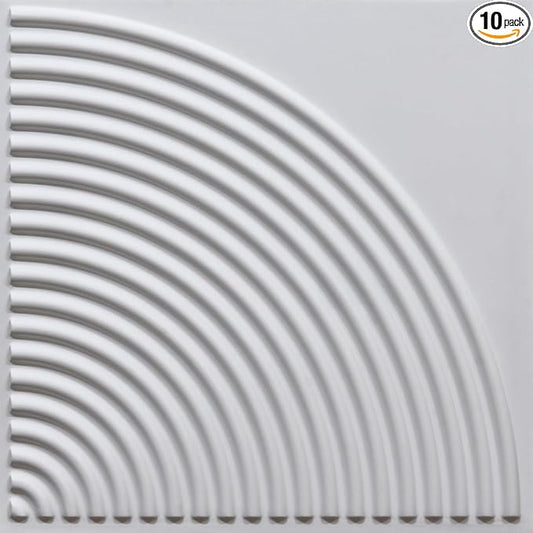 From Plain To Beautiful In Hours 9002 Arc Swell PVC 12 in x 12 in Peel and Stick Wall Panels (Covers / 10 sq.ft), White Matte, 10 Piece