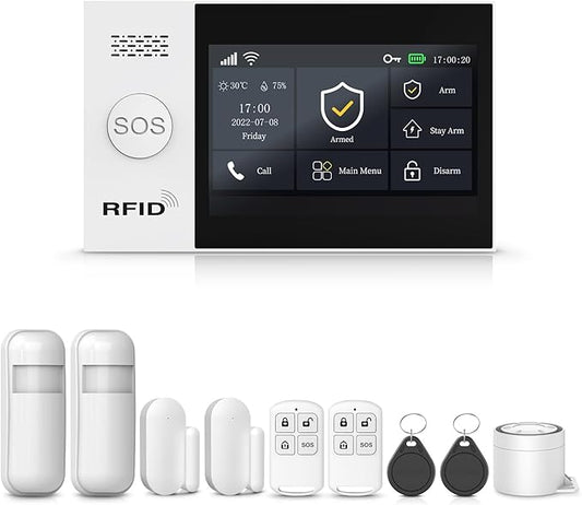 PGST Wireless Home Security Systems,Alarm System with 4G SMS/Tuya App Instant Alerts,Motion Detector,Door Alarm Sensors,Remote for Home,Villa,Apartment,No Monthly Fee (A107F-US-B)