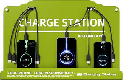Wall Mounted Cell Phone Charging Station Mobile Phone Charging Station | Fast Charging 8 Device | Compatible with iPhone ipad Smartphone Tablets Port | Great for Offices Hotel Hospital Airport (Green)
