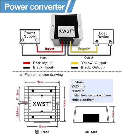 DC DC 12V to 19V 15A Step-up Module,Boost Converter 9V-13V to 19V Voltage Regulator,Waterproof Power Adapt 285W 19V Volt Transformer Module (12V to 19V 15A)