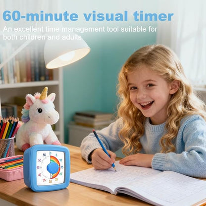 MEPHILIMIA Visual Timer for Kids & Adults, 60 Minute Rainbow Countdown Timer, Time Management Tool for Classroom, Home, Kitchen, Office, School