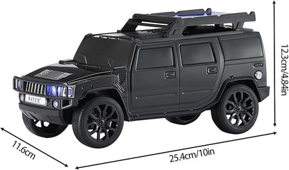 WSTER WS-696 Solar Bluetooth Replica Speaker – Portable Modern Off-Road Car Design with HD Sound, TWS, LED Party Light, USB/TF Playback, FM, Built-in Microphone, Surprise Gift(Black)