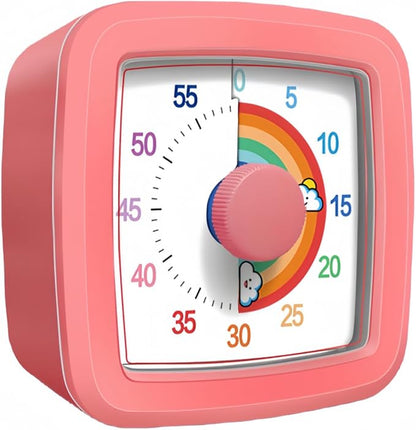 Visual Timer for Kids Adults, 60-Minute Countdown Timer for Classroom, Kitchen,Office, Pomodoro Timer Time Management Tools for Toddler ADHD(Pink)