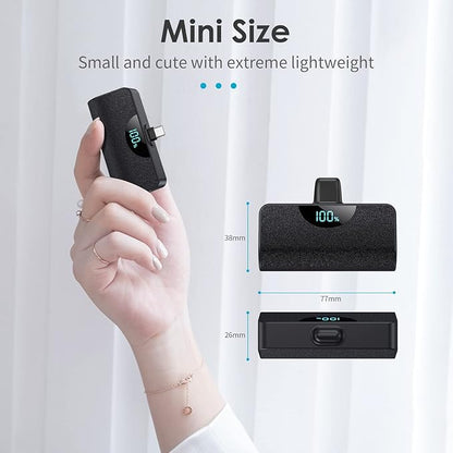 Mini Portable Charger USB C Power Bank,Upgraded 5200mAh PD Fast Charging Battery Pack Built-in USB-C Connector Travel Essential for iPhone17/17Pro/17Pro Max/Air/16 Plus/16Pro Max/15 Series,Android