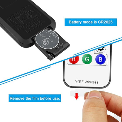 RGBZONE RF 3-PIN LED Controller, RF Wireless Remote Control, DC 5V/12V/24V Mini LED Controller for WS2812 WS2811LED Strip Light (14 Key)