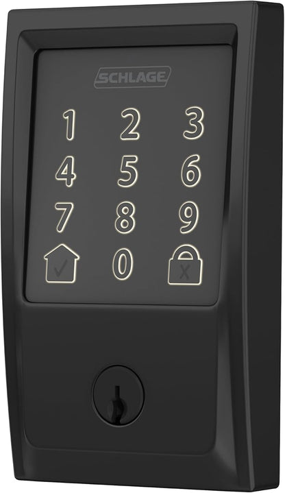 Schlage Encode Smart WiFi Deadbolt Lock for Front Door - Keyless Entry with App or Touchscreen - Works with Alexa, Hey Google, & Airbnb - Create Codes for Guests - Matte Black