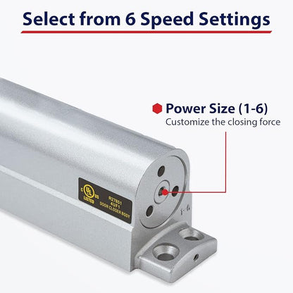 Lawrence Heavy Duty Door Closer Commercial Grade 1 - Adjustable 6-Speed Delayed-Action Door Control with 3 Pistons – Flexible Installation with Included Hardware - Embassy Series LH816