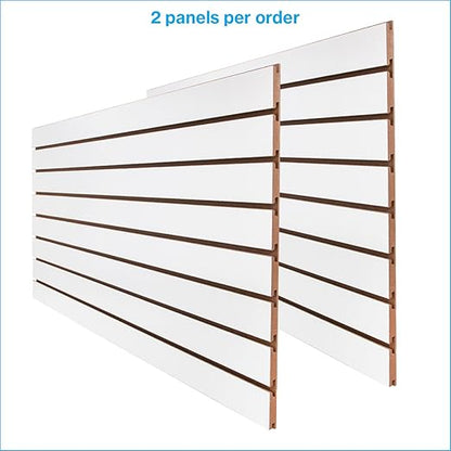 SSWBasics 4ft x 2ft Horizontal White Slatwall Panels Easy Organizer (24"H x 48"L) - Pack of 2 - Streamline Your Space with Effortless Retail Displays, Garage Wall Solutions, and Craft Storage