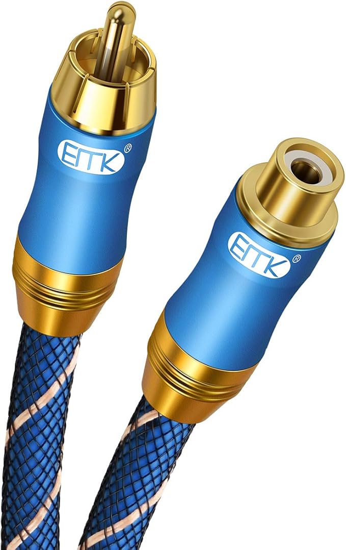 EMK Subwoofer Extension Cable(3ft/1m) Coaxial Male to Female Cable Gold Plated Copper Shell Heavy Duty Digital Coaxial Audio Cable Subwoofer Cable for Home Theater, HDTV, Amplifiers, Hi-Fi Systems