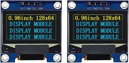 Haldzemo 0.96" OLED Display Module I2C IIC Serial 128X64 SSD1306 LCD Screen VCC GND SCL SDA (2 Pack, Yellow Blue)