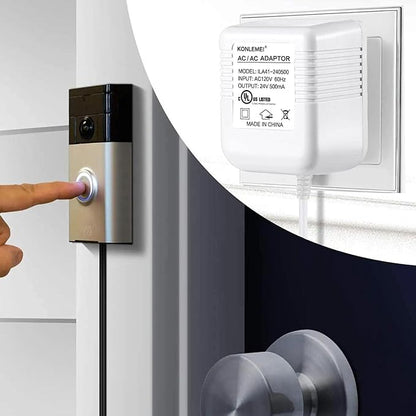 KONLEMEI Doorbell Power Adapter, 24V Transformer Compatible with Video Doorbell, 20ft/6M,White