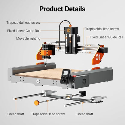 Artsian 01 CNC Router Machine 300W Spindle Power, 0.01mm Precision, 4-Axis Intelligent Controller, 420×420mm Workspace, Aluminum, Brass, Wood, Plastic, PCB Professional Desktop CNC Engraver