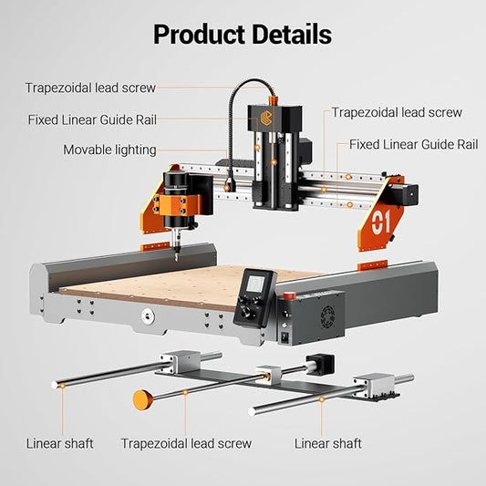 Artsian 01 CNC Router Machine 300W Spindle Power, 0.01mm Precision, 4-Axis Intelligent Controller, 420×420mm Workspace, Aluminum, Brass, Wood, Plastic, PCB Professional Desktop CNC Engraver