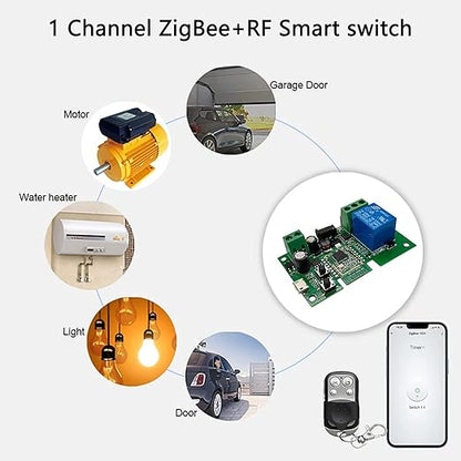 Newgoal Tuya Zigbee 1 Channel Smart Relay Module USB5V 7-32V Micro Switch with 433MHz RF Remote Control Light Switch Compatible with Alexa Google Home (Requires ZigBee Hub)