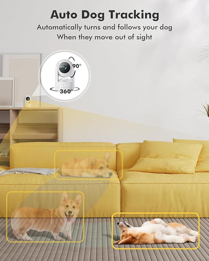 Dzees 5G/2.4G WiFi Indoor Security Camera Pet Camera No Subscription, 2K 360° WiFi Cameras, Wired Dog Pet Camera with Phone App, MagicPix Night Vision, Calls, 2-Way Audio, 24/7, Motion Tracking