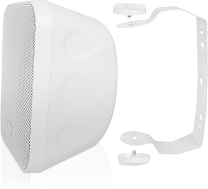 Sound Town Commercial Restaurant Bluetooth Amplifier + Surface-Mount Speaker Set, with One 6-Zone 70V/100V Amplifier with Bluetooth, 4 x 5.25-Inch Surface-Mount Speakers, White (STCA180X4MS5W)