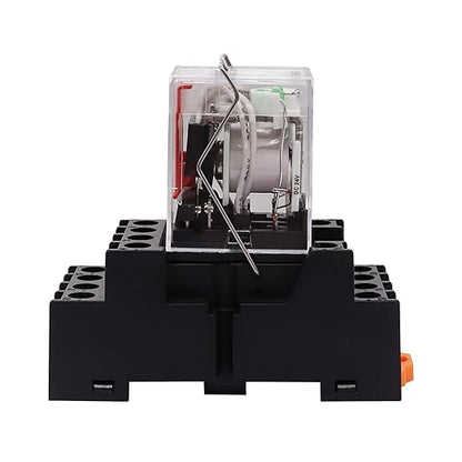 TWTADE/AC 12V Relay 5A Electromagnetic Power Coil Relay 14 Pins 4PDT 4NO+4NC HH54P MY4J with Indicator Light & Socket Base -YJ4N-GS