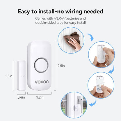 Door Window Alarm for Kids Safety, VOXON Door Alarm for Home Security Personal Security Window Alarms Sensor Burglar Door Alarm for Home, Cars, Sheds, Caravans DIY Kit Pack of 4