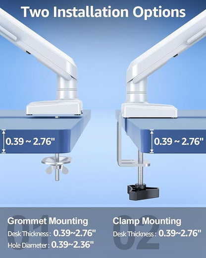 Single Monitor Mount for 32 27 24 22 inch Screen, Monitor Arm Holds 4.4-22 lbs, Monitor Desk Mount, Gaming & Home Office Use, VESA 75x75mm & 100x100mm, Freelift Pro White