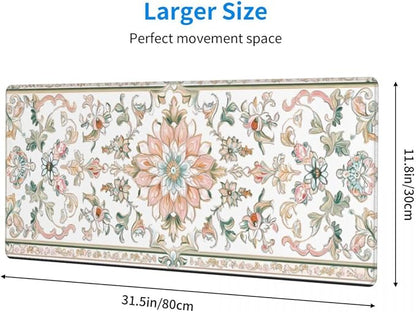 CANFLASHION Desk Pad,Office Desk Mat 31.5"×11.8" Large Gaming Mouse Pad,Durable Extended Computer Mouse Pad,Waterproof Thick Big Mouse Pads with Non-Slip Rubber Base Office Home Romantic Floral Rug