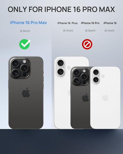 Lanhiem Magnetic for iPhone 16 Pro Max Case, IP68 Waterproof Dustproof Case, [Compatible with Magsafe] [Built-in Screen Protector] Full Body Heavy Duty Rugged Phone Cover 6.9 inch, Black/Clear