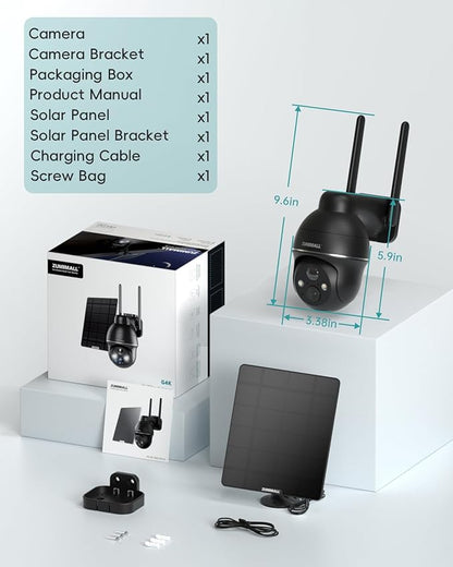 ZUMIMALL 4G LTE Cellular Solar Security Cameras Wireless Outdoor, 3MP No WiFi Cameras for Home Security, 360° Live View, 2K Color Night Vision, PIR Motion Sensor, 2 Way Talk, Built in SIM Card