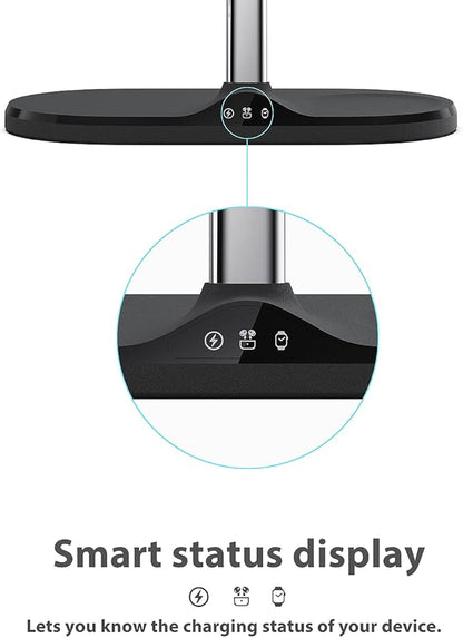 3-in-1 Wireless Charging Station for Apple Devices - Fast Charging Station for iPhone and Watch with MagSafe, Stable Charger Stand for iPhone 12-15 & iPhone 16 & iWatch & AirPods, Adapter Not Included