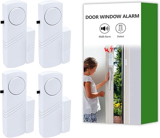 Door Window Alarm, 90dB Door Alarms Sensor for Kids Safety, Home Security, Door Window Burglar Alarm, Window Pool Alarms for Home, Apartments, Offices, Hotel Rooms (4pack)