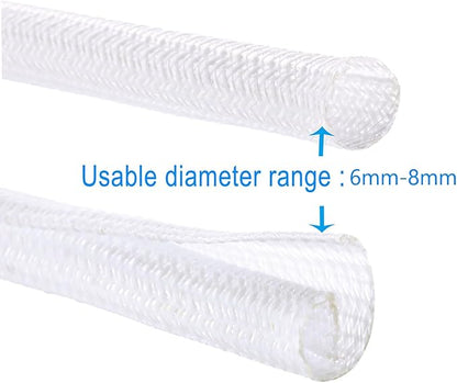 QCSIW 1/4" x100ft Split Sleeve Wire Loom Tubing - Cat-Proof Cord Protector for USB, Power, Audio/Video Cables | Chew-Resistant Sleeving, Easy Install, White