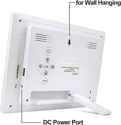 JALL 【New 2024】 Digital Calendar Alarm Day Clock - with 8" Large Screen Display, am pm, Multiple Alarms, for Impaired Vision People, The Aged Seniors, The Dementia, for Desk, Wall Mounted, Wood