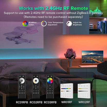 FCOB 5in1 LM052 Tuya Zigbee3.0 LED Controller Support Monochrome CCT RGB RGBW RGBCCT PWM LED Strip Compatible with Echo Plus Echo(4th Gen) Philip H-UE Home-kit Gateway Work with WR01RF WR02RF etc