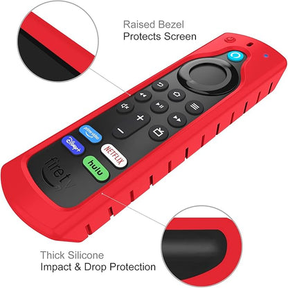 CaseBot Remote Case for Fire TV Stick HD/4K/4K Max (1st Gen)/Fire TV Stick (3rd Gen)/Lite - Anti-Slip Shockproof Silicone Cover for Alexa Voice Remote (2nd & 3rd Generation) (Red)