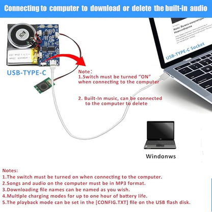 XLW Module - 16MB Push Button Activated Sound Module with Speaker, Type-C Cable, and Easy Recording Capability16 Minutes for Personalized Greetings, DIY Projects, and Holiday Crafts (Blue-2Pack)