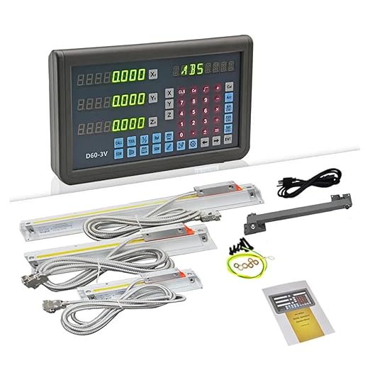 ANBBIN 9X49 Table Bridgeport Machine Tools 3 Axis Digital Readout DRO Display 12inch 36inch 16inch Linear Glass Scale for Milling Lathe Linear Encoder with Accessories 320mm 920mm 420mm