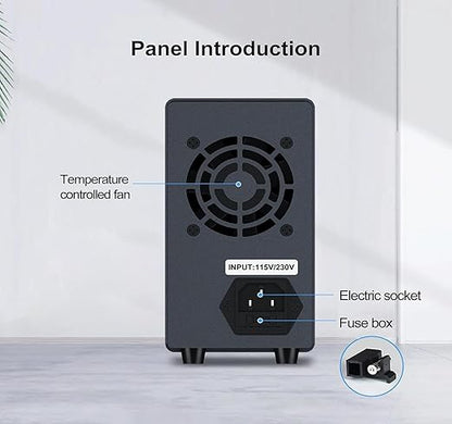 Wanptek DC Power Supply Variable 30V 10A, Bench Power Supplies with Encoder Adjustments Knob, USB Fast Charge Port with Output Current Display, 4-Digit LED Display
