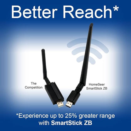 HomeSeer Zigbee 3.0 USB Interface/Coordinator/Dongle (SmartStick ZB), SiLabs ERG32MG21 Chip Technology, Compatible with HomeSeer, Home Assistant, OpenHAB, Zigbee2MQTT