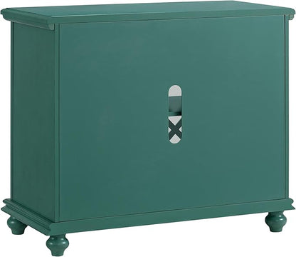 Martin Svensson Home Elegant Small Spaces Accent Cabinet with Glass Doors, Vintage Sideboard or Small TV Stand for Living Room or Entryway. Antique Teal Green.