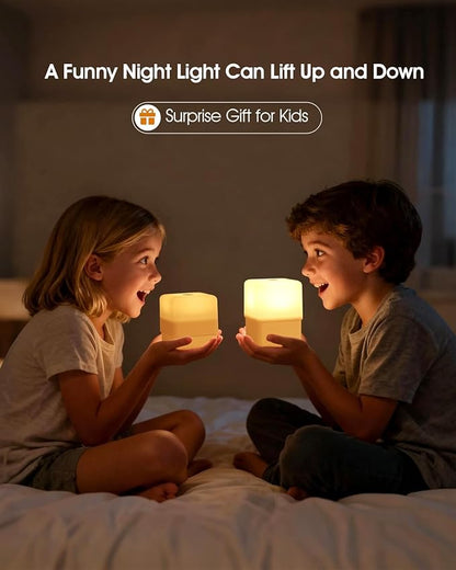 Soft Warm Night Light for Baby Nursery/Breastfeeding/Sleep Aid, Small Touch Lamps for Nightstand/Bedside, Fun Liftable/Rechargeable/Dimmable/2600K/Cordless, NightLight for Kids and Adults' Bedroom