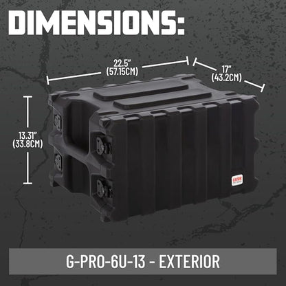 Gator Cases Pro Series Rotationally Molded 6U Rack Case with Shallow 13" Depth, Made in USA (G-PRO-6U-13)