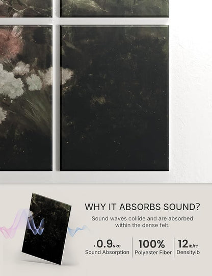 Wall Art Acoustic Panels,70''×47''Sound Absorbing Panels-8-Pack with 60 Adhesive Tabs, Decorative Sound Absorbing Panels for Living Room and Recording Studio, Offices-Garden in May
