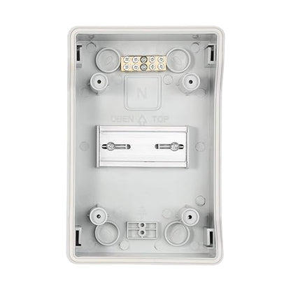 Mollom 4 Way Power Distribution Box with Bus Bars and Din Rail for Miniature Circuit Breaker MCB, Waterproof IP66.Padlock Available for Indoor and Outdoor Use