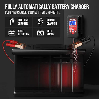 2-Pack Smart Fully Automatic 6V 12V Battery Charger Maintainer for Car, Marine, Motorcycle, Lawn Mower