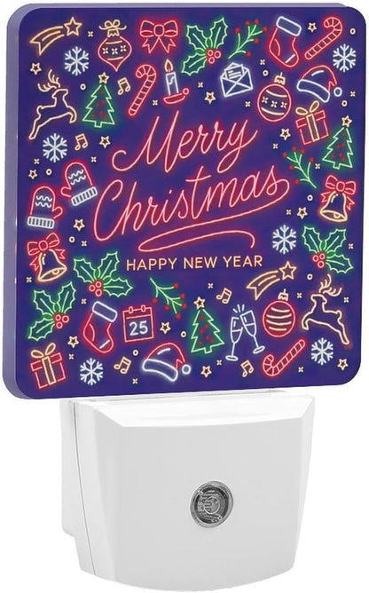 YKJAHSD Merry Chrismas Night Light, Plug into Wall Decor Nightlights for Bedroom, Bathroom, Hallway, Kitchen, with Dusk to Dawn Light Auto Sensors LED Night Lights for Boys Girls Women Men Room Gifts