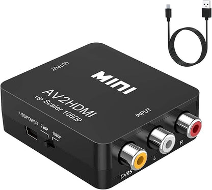 RCA to HDMI, AV to HDMI Converter, GOXMGO 1080P Mini RCA Composite Cvbs AV to HDMI Video Audio Converter Adapter Supporting PAL/Ntsc with USB Charge Cable for PC Laptop Xbox PS4 PS3 TV VCR Camera DVD