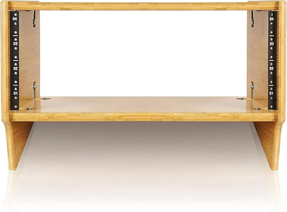 Sound Town DIY 4U Angled Desktop Turret Studio Rack, Solid Carbonized Bamboo, Assembly Required (STBR-4SL)