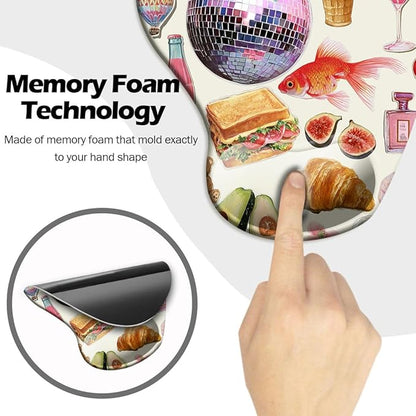 Ergonomic Mouse Pad with Wrist Support,Mouse Pad with Wrist Rest and Coaster Set,Office Supplies Non-Slip Mouse Pads for Desk, Non-Slip Comfortable,Pink Stickers