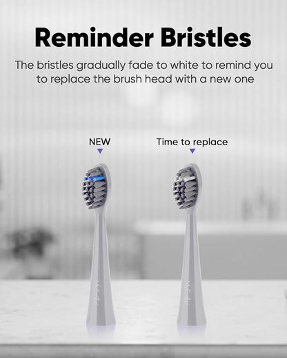 MySmile DY156 Electric Toothbrush for Adults, Rechargeable Sonic Battery Toothbrush Portable with 3 Brush Heads, 2 Mins 5 Modes Smart Timer, 45000VPM, One Charge for 60 Days – Gray
