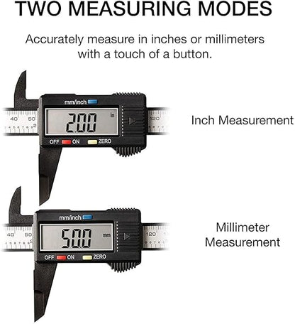 NEIKO 01417A 6” Digital Caliper | Electronic Measuring Tool | Range of 0-6”or 0-150mm | Inch and Millimeters | Large LCD Display | External and Internal Measuring Jaw | Zero Setting and Auto Off