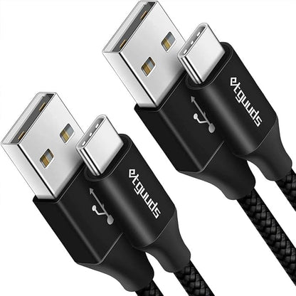 etguuds USB A to USB C Cable 6.6ft, 2-Pack, 3A Fast Charging Type C Charger Cord for iPhone 17 16 15 Pro Max 16e 17 Air, Samsung Galaxy S25 S24 S23 S22 S21 S20 A17 A16 A56 A55 Flip Fold, Black